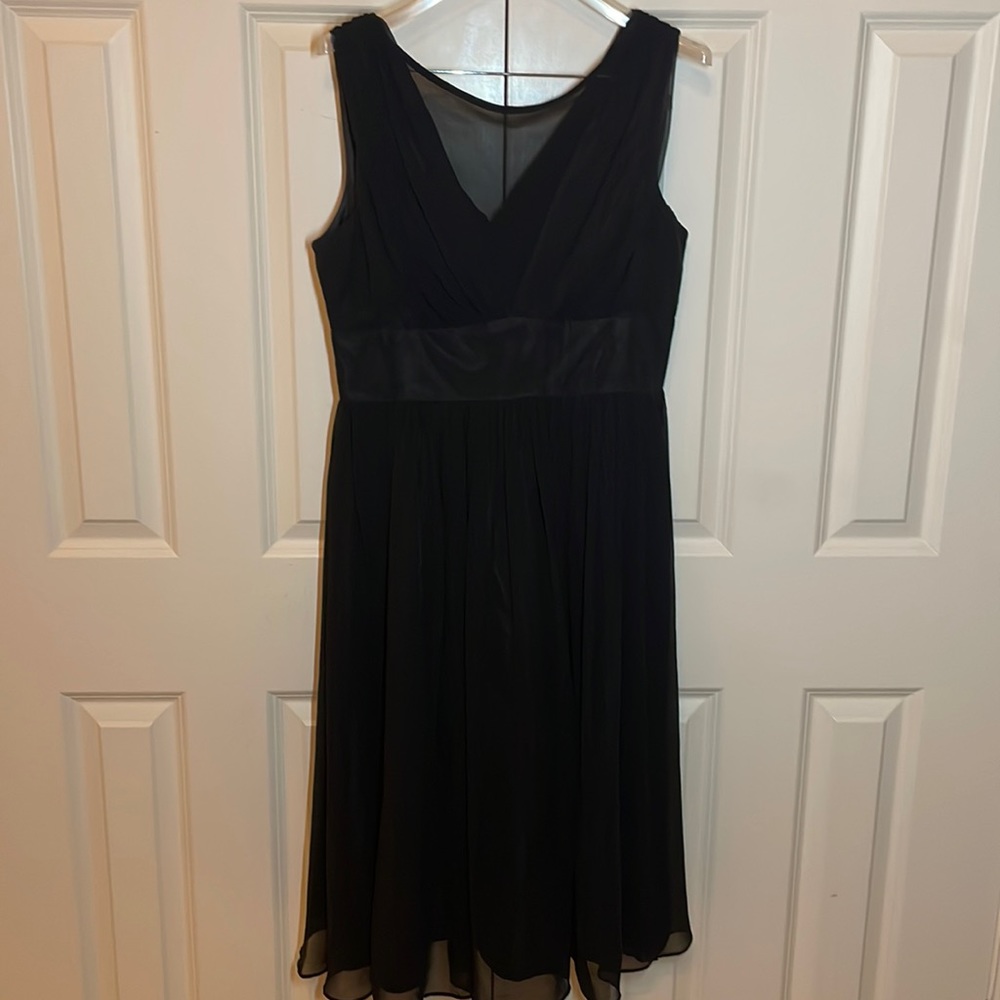Vintage Black Fully Lined Chiffon-Like Cocktail Dress by Kasper.